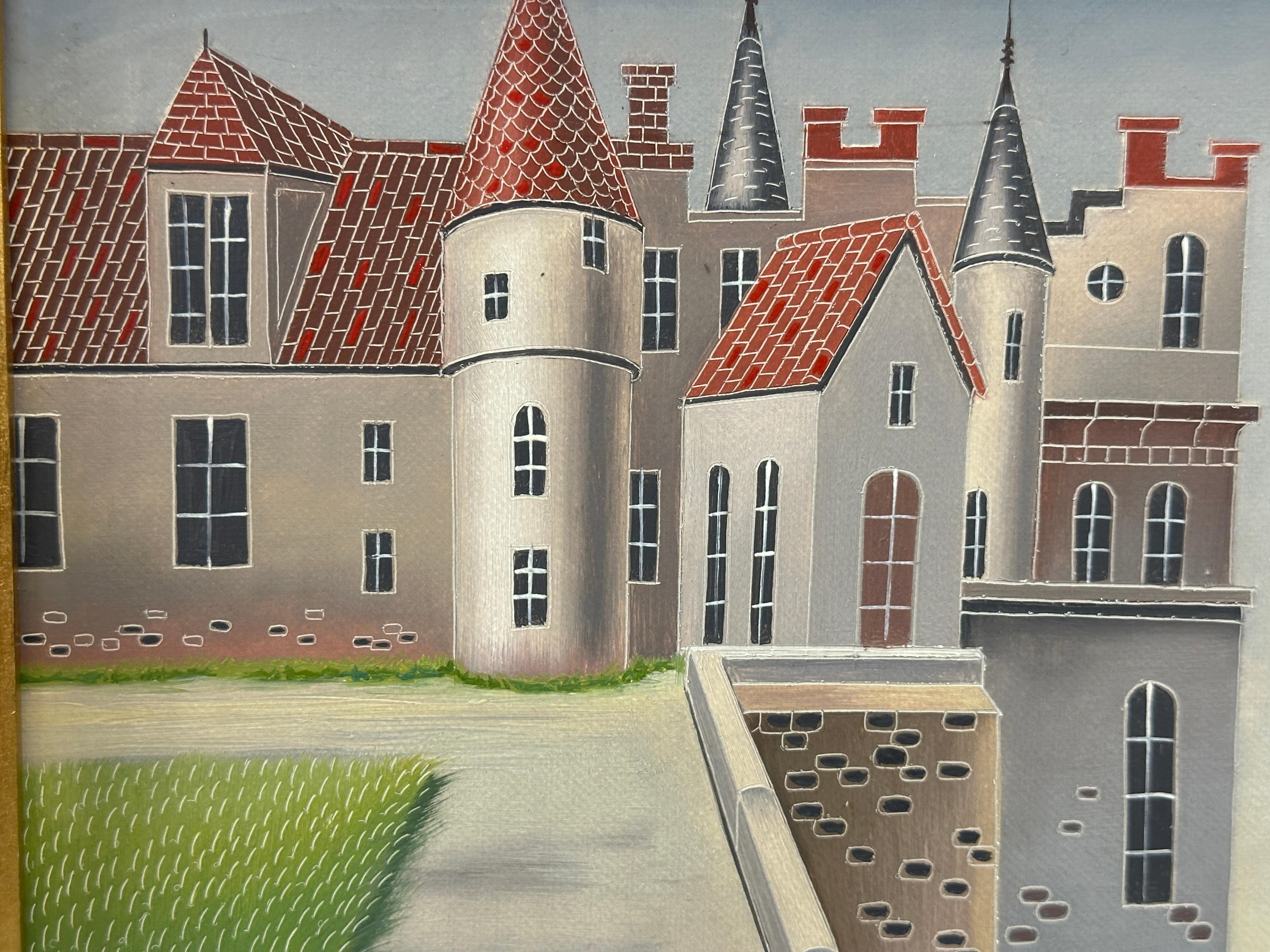 Hand-Painted Foussa Itaya Realist City Scene For Sale