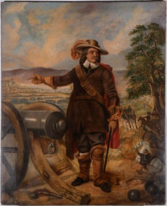 Fine Large 19th Century Oil - Manning the Military Cannons