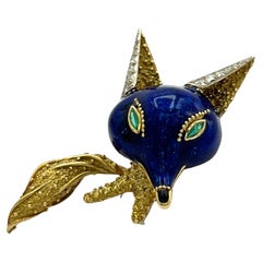 Fox Brooch in 18K Yellow Gold
