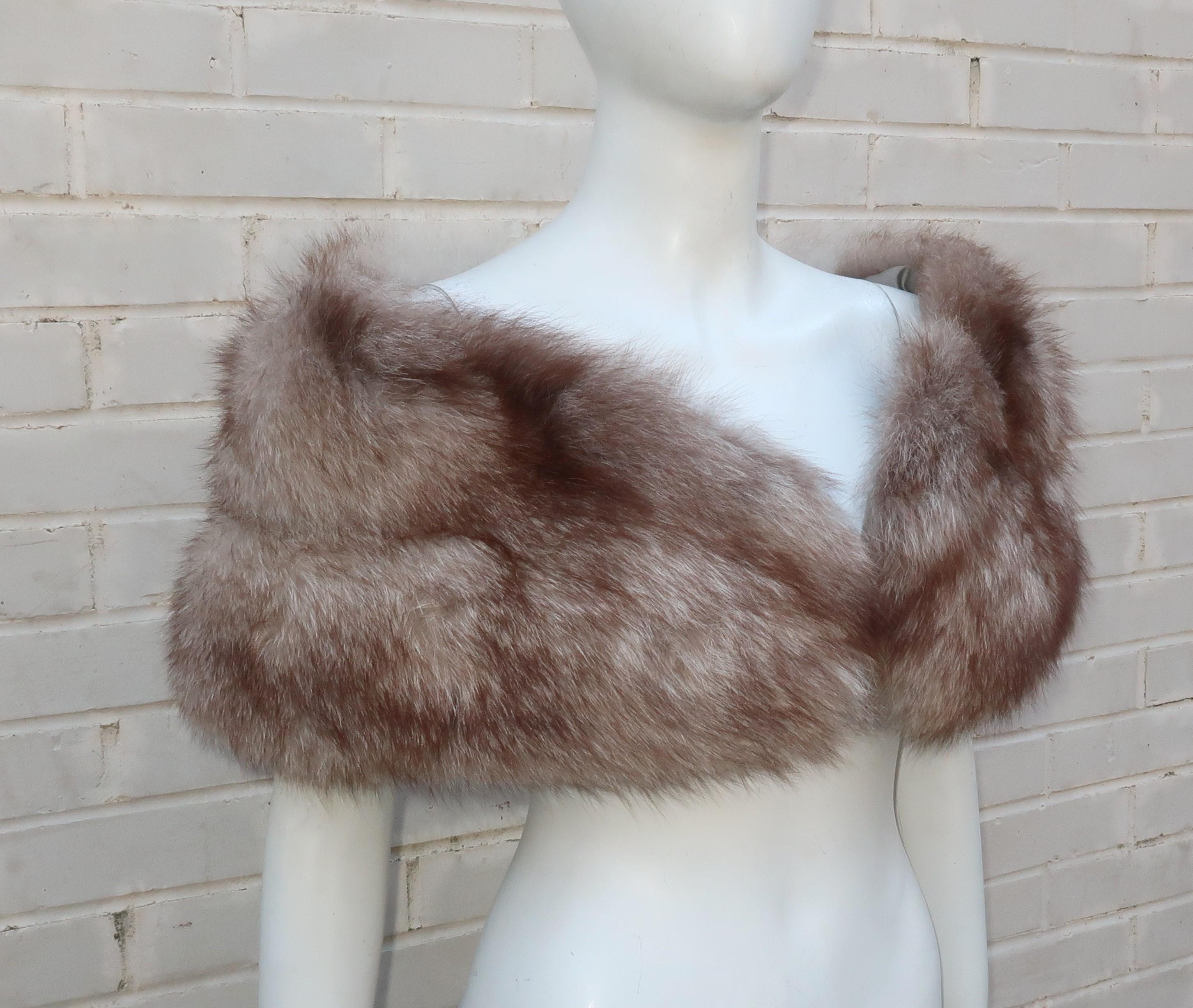 Fox Fur Collar Wrap Stole, 1950's 5