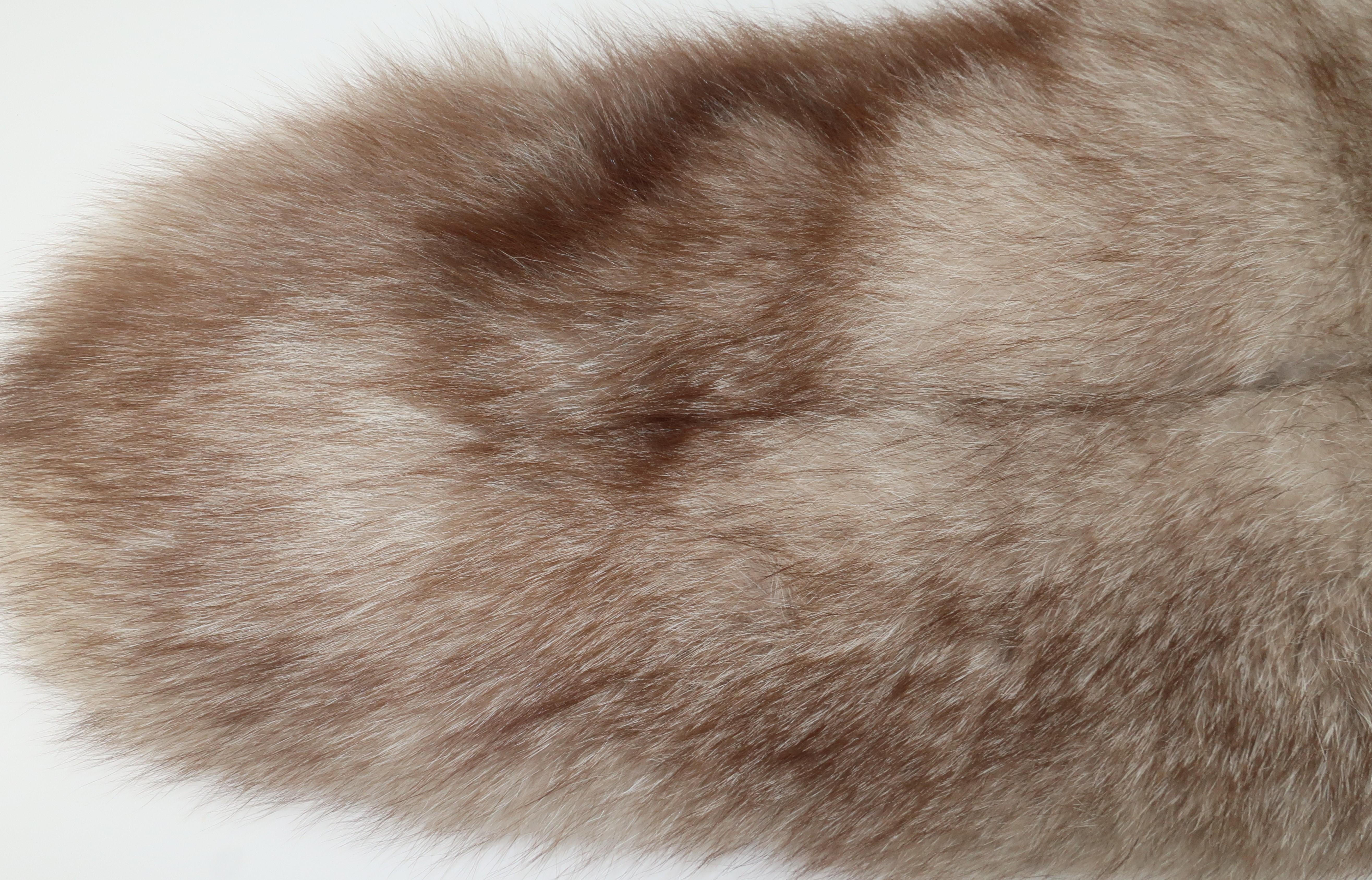 Gray Fox Fur Collar Wrap Stole, 1950's