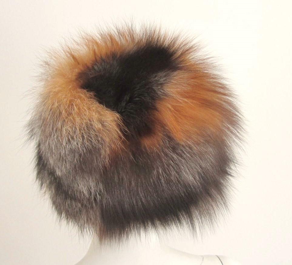 Brown Fox Hat Silver & Red  For Sale