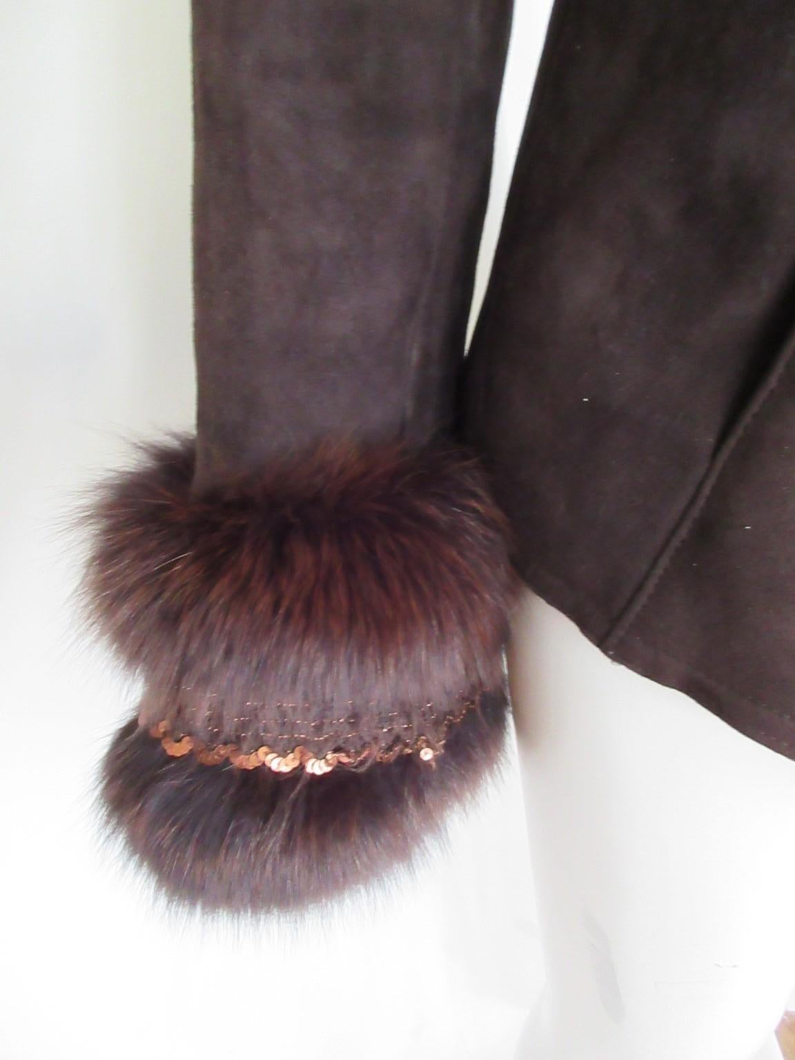 Women's or Men's Fox Fur Shearling Leather Jacket For Sale