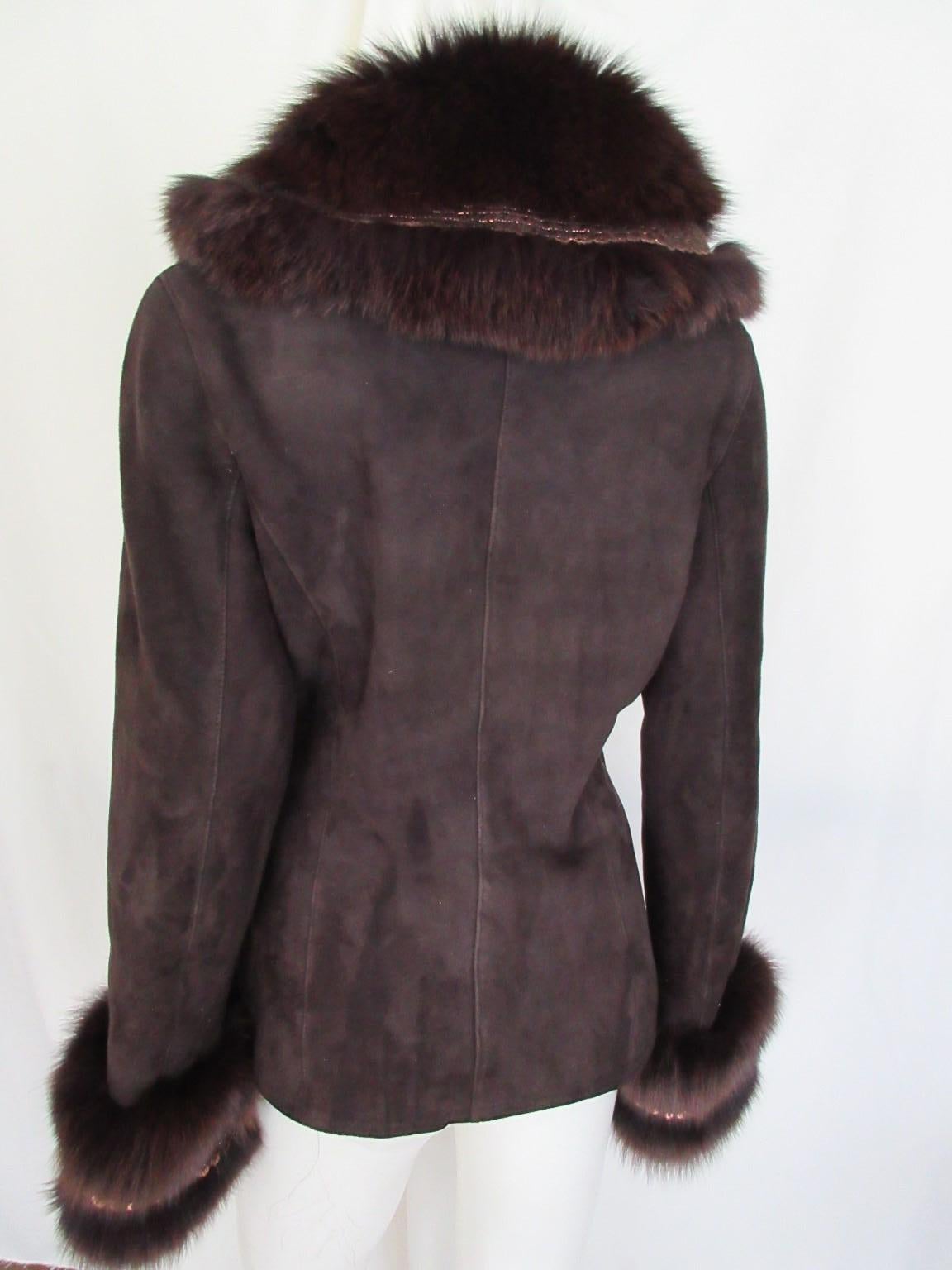 Fox Fur Shearling Leather Jacket For Sale 1