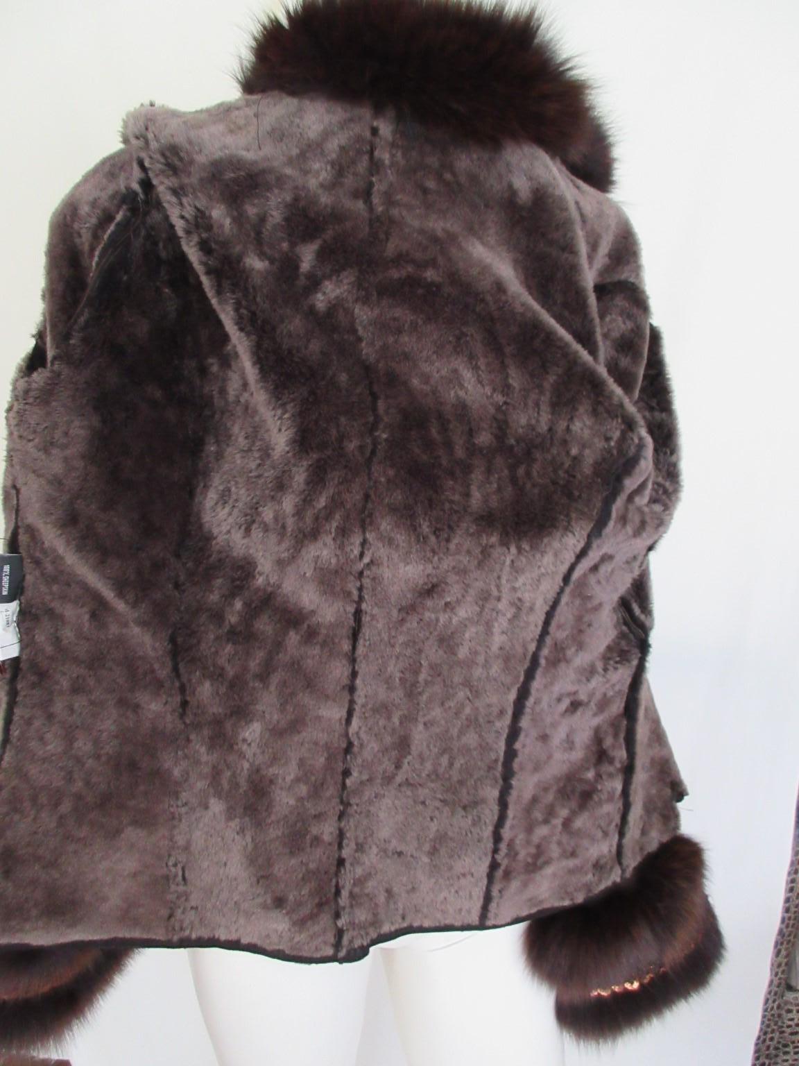 Fox Fur Shearling Leather Jacket For Sale 3