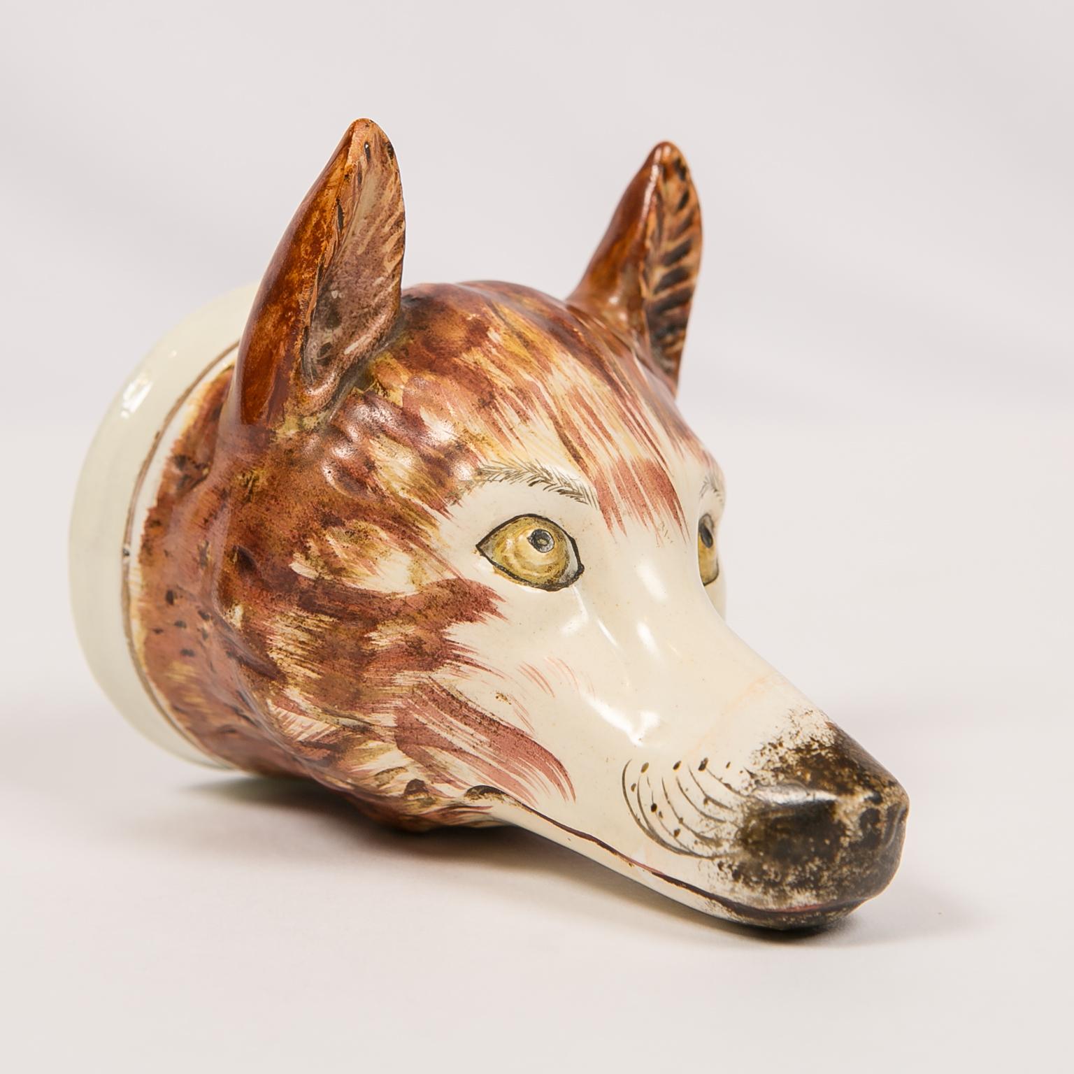 Glazed Fox Head Stirrup Cup Deaccessioned from Colonial Williamsburg