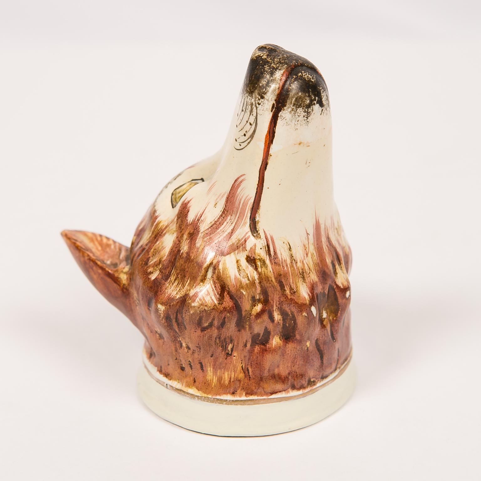 Pottery Fox Head Stirrup Cup Deaccessioned from Colonial Williamsburg