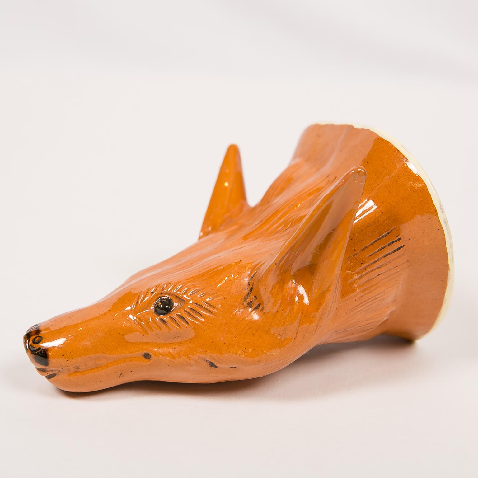 English Fox Head Stirrup Cup Style Ralph Wood Deaccessioned from Colonial Williamsburg