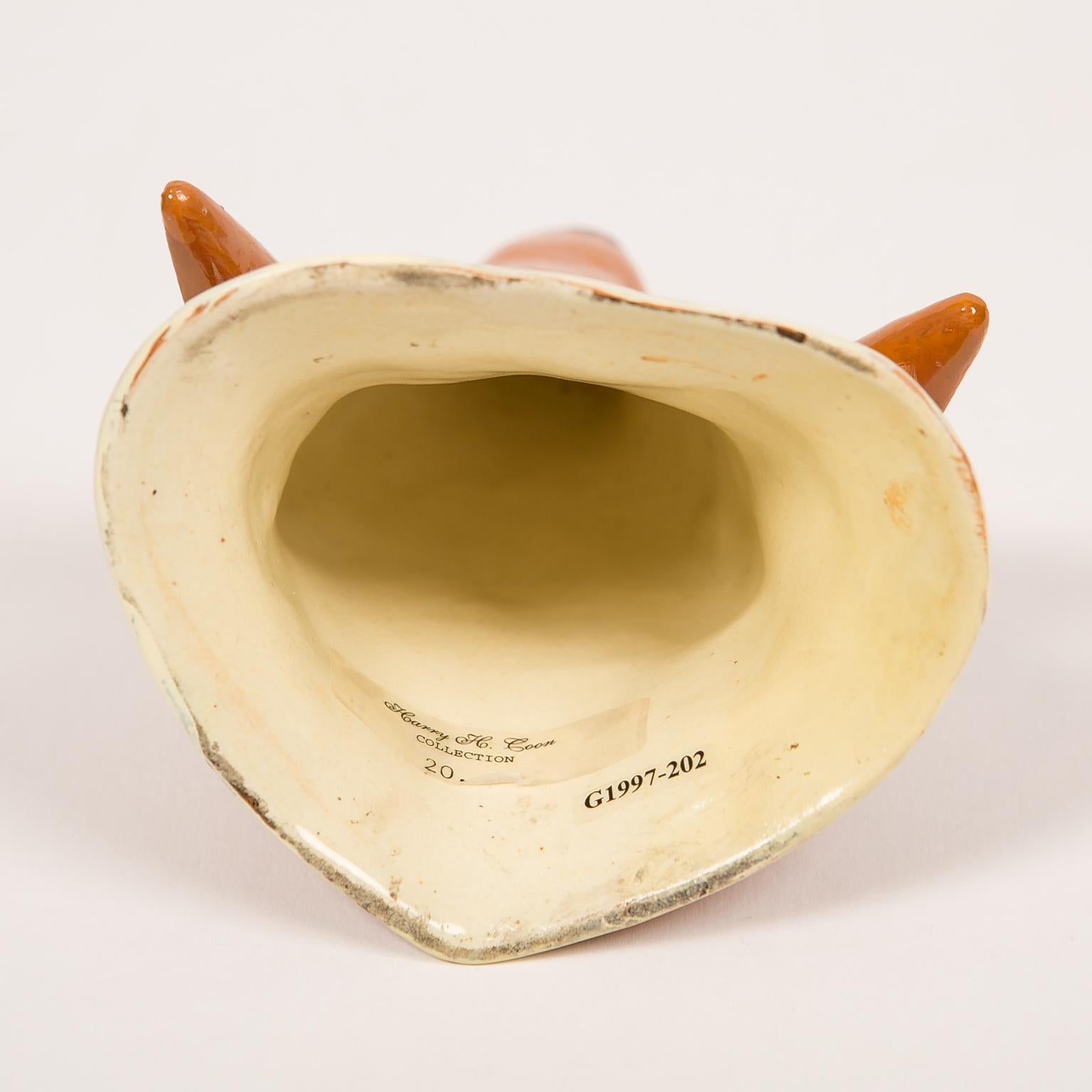 Creamware Fox Head Stirrup Cup Style Ralph Wood Deaccessioned from Colonial Williamsburg