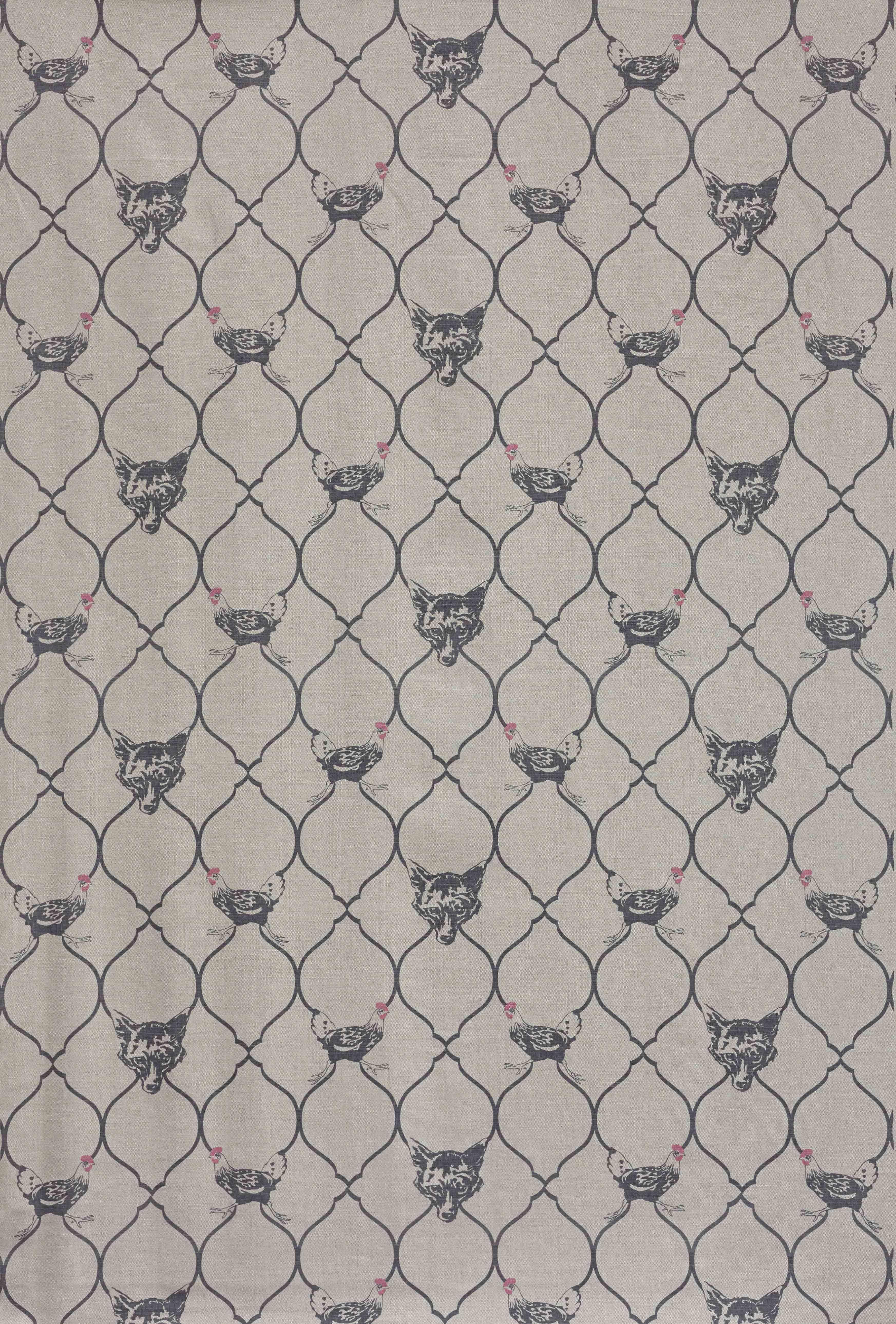'Fox & Hen' Contemporary, Traditional Fabric in Brick In New Condition For Sale In Pewsey, Wiltshire