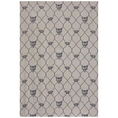 'Fox & Hen' Contemporary, Traditional Fabric in Charcoal/Pink on Natural