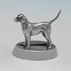 Fox & Hound - portamenù edoardiano in argento sterling realizzato a Londra nel 1909