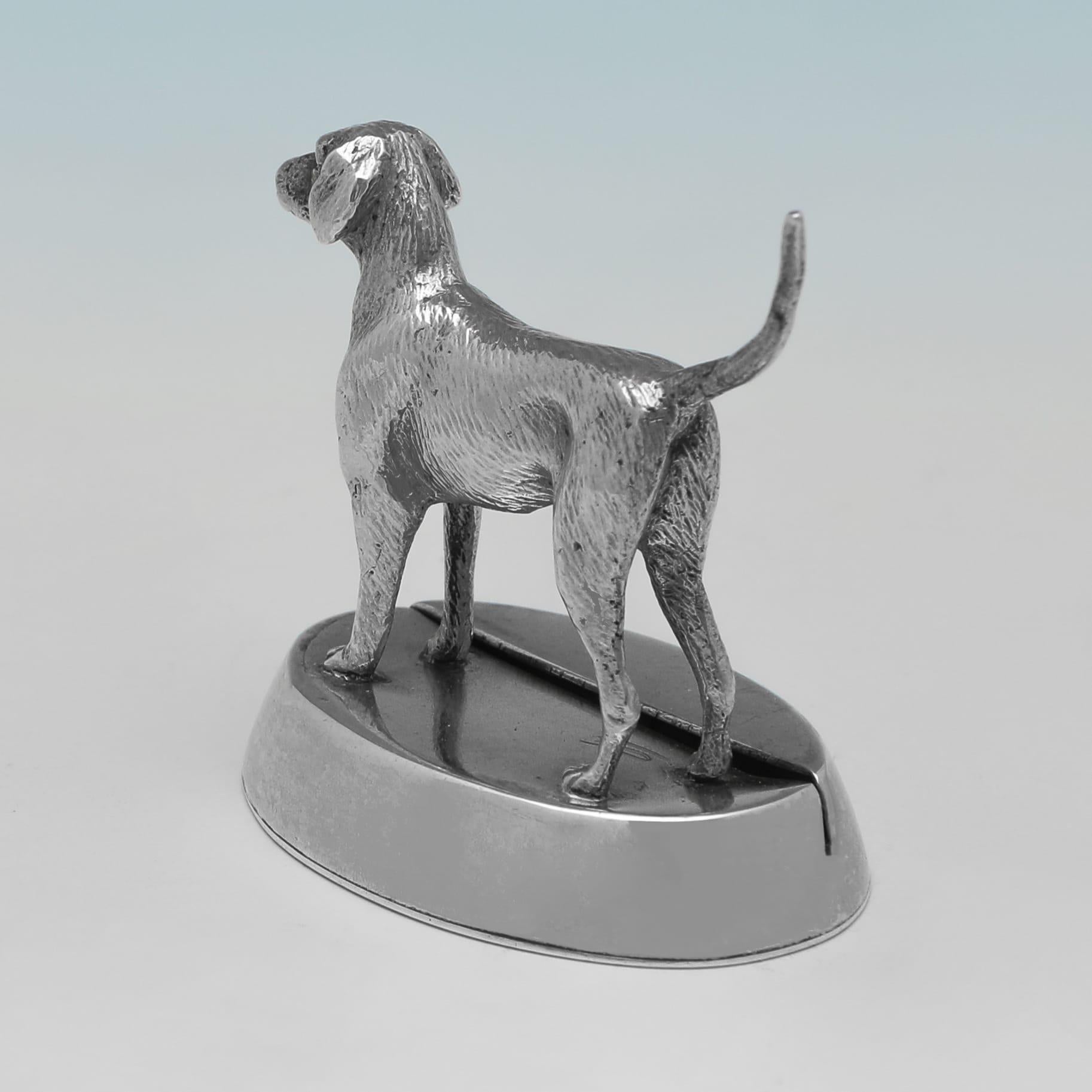 Edoardiano Fox & Hound - portamenù edoardiano in argento sterling realizzato a Londra nel 1909 in vendita