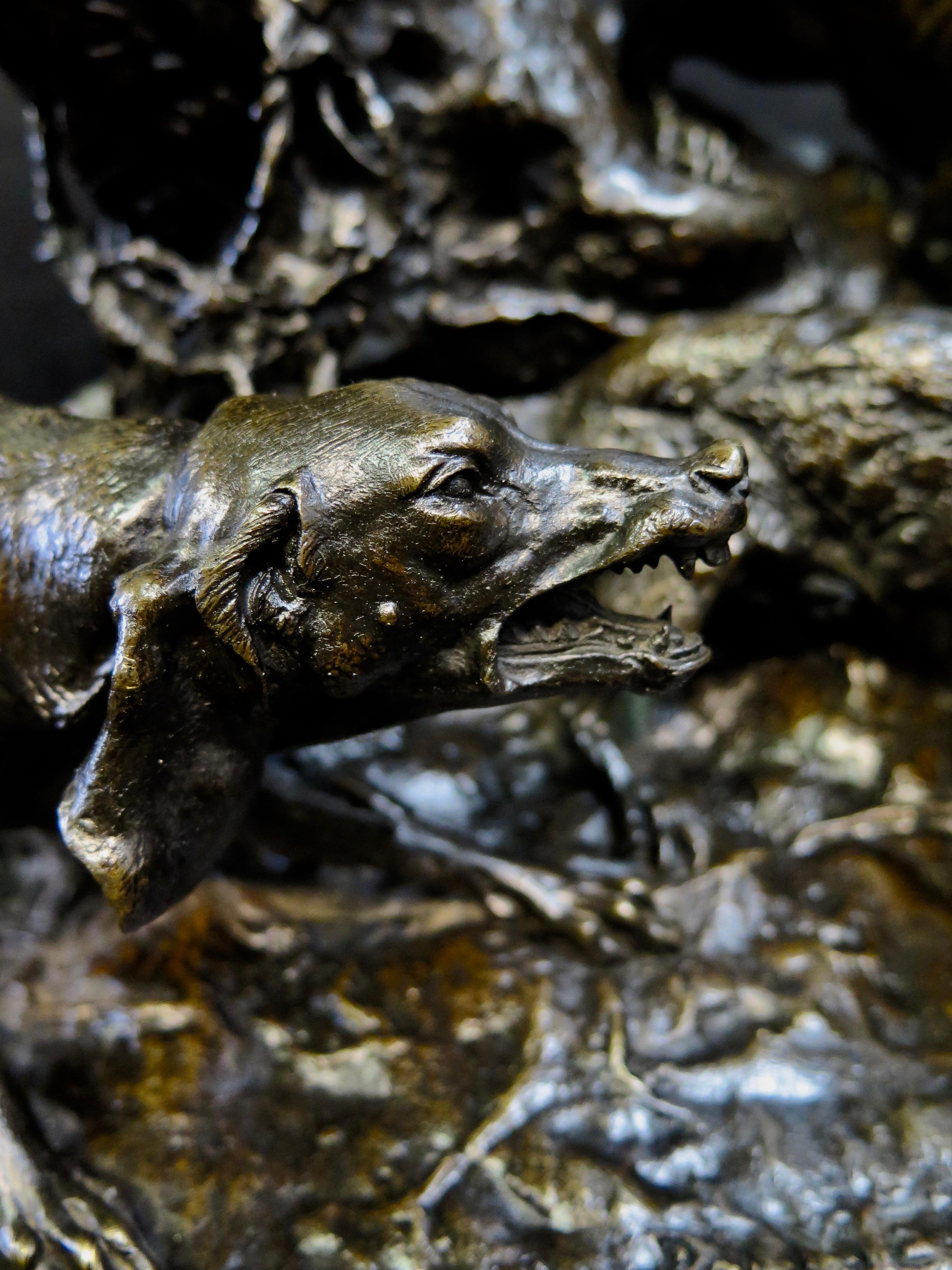 Fox Hunting, bronze by P J Mene In Good Condition For Sale In Bronx, NY