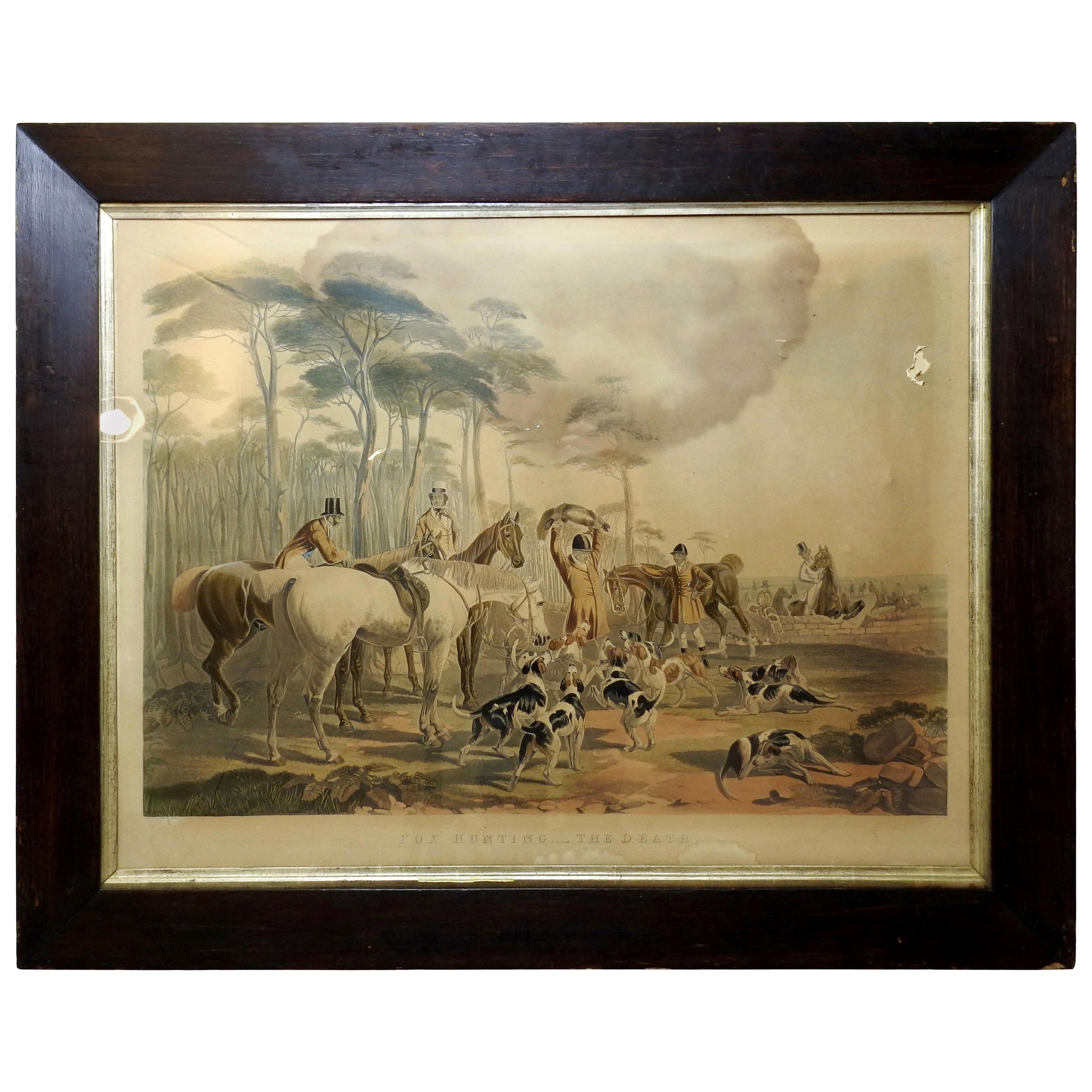 Fox Hunting "The Death" Lithograph by Artist J. F. Herring For Sale