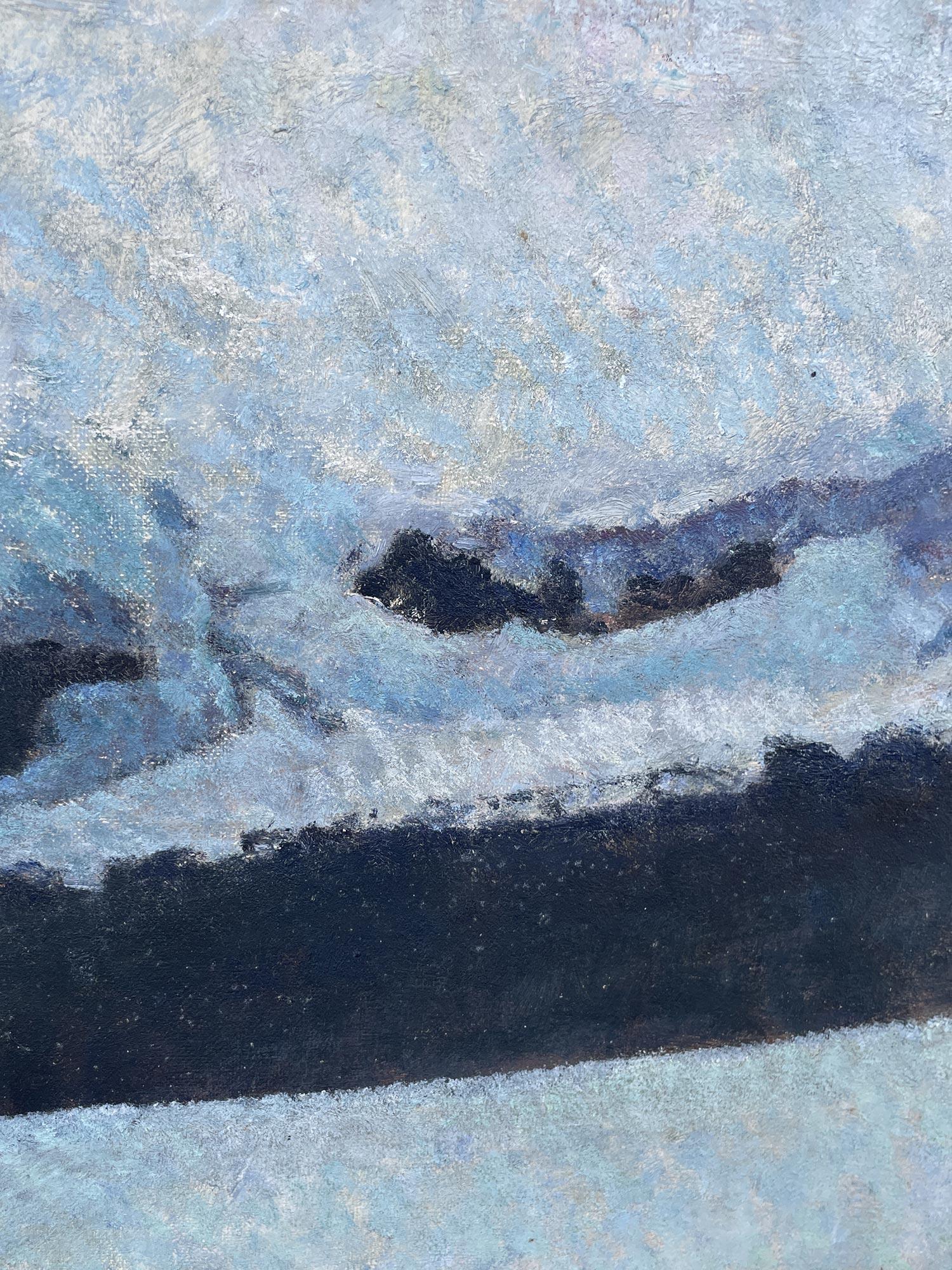 Pintura Zorro en la nieve - óleo sobre lienzo - años 40 en venta 2