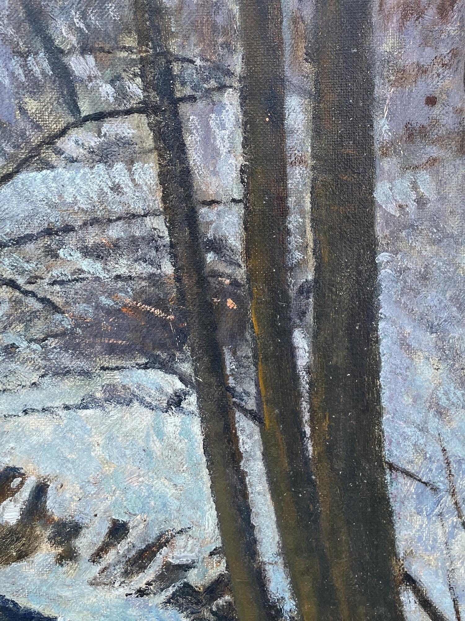Pintura Zorro en la nieve - óleo sobre lienzo - años 40 Lienzo en venta