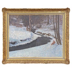 Fox in the Snow Painting - oil on canvas - 40's