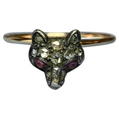 Antiker viktorianischer edwardianischer Rubin-Ring mit Fuchs im Rosenschliff