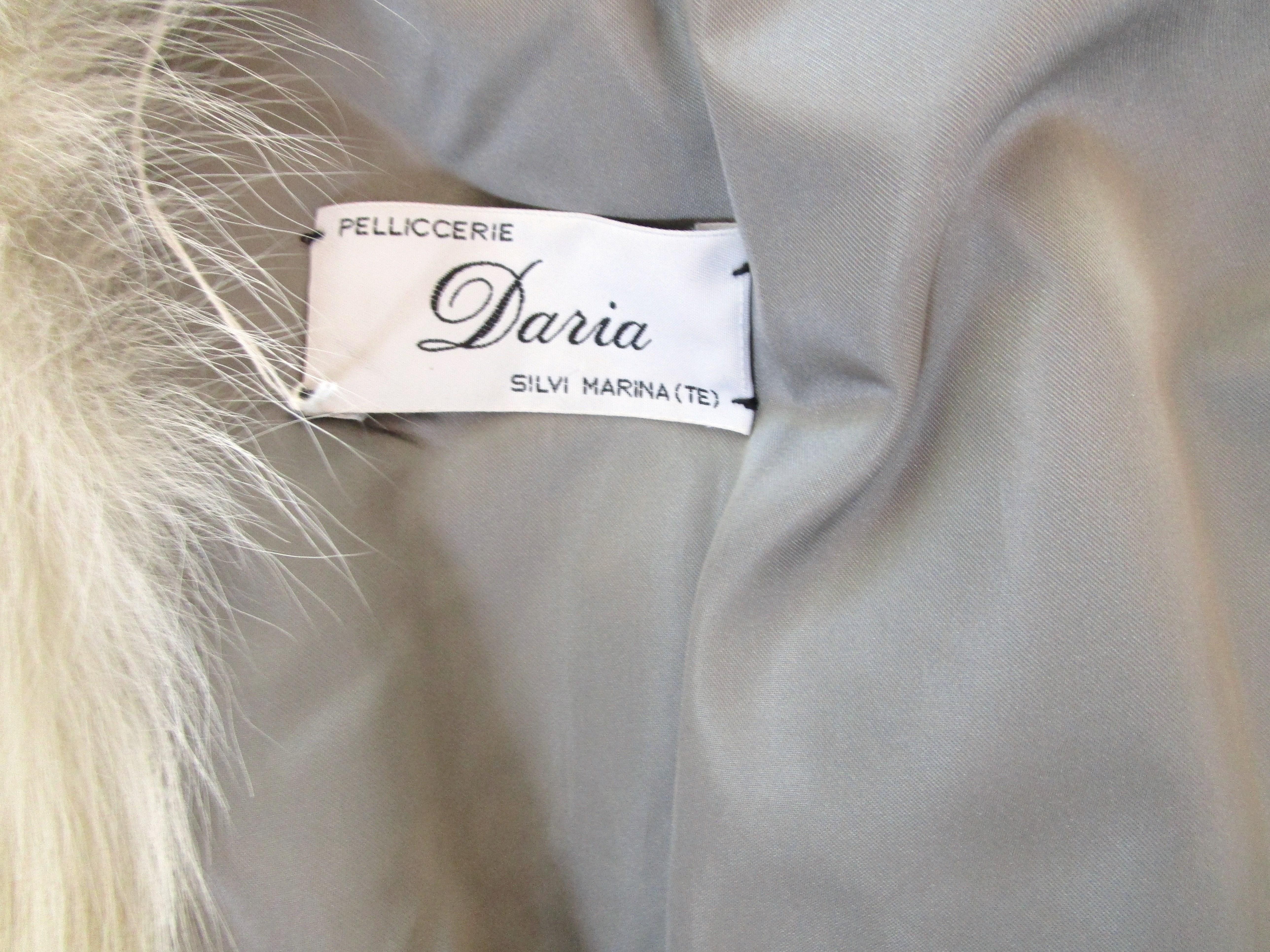 Fox Scalloped edge Fur Jacket Oversized Large Unisex White Silver Tipped 2
