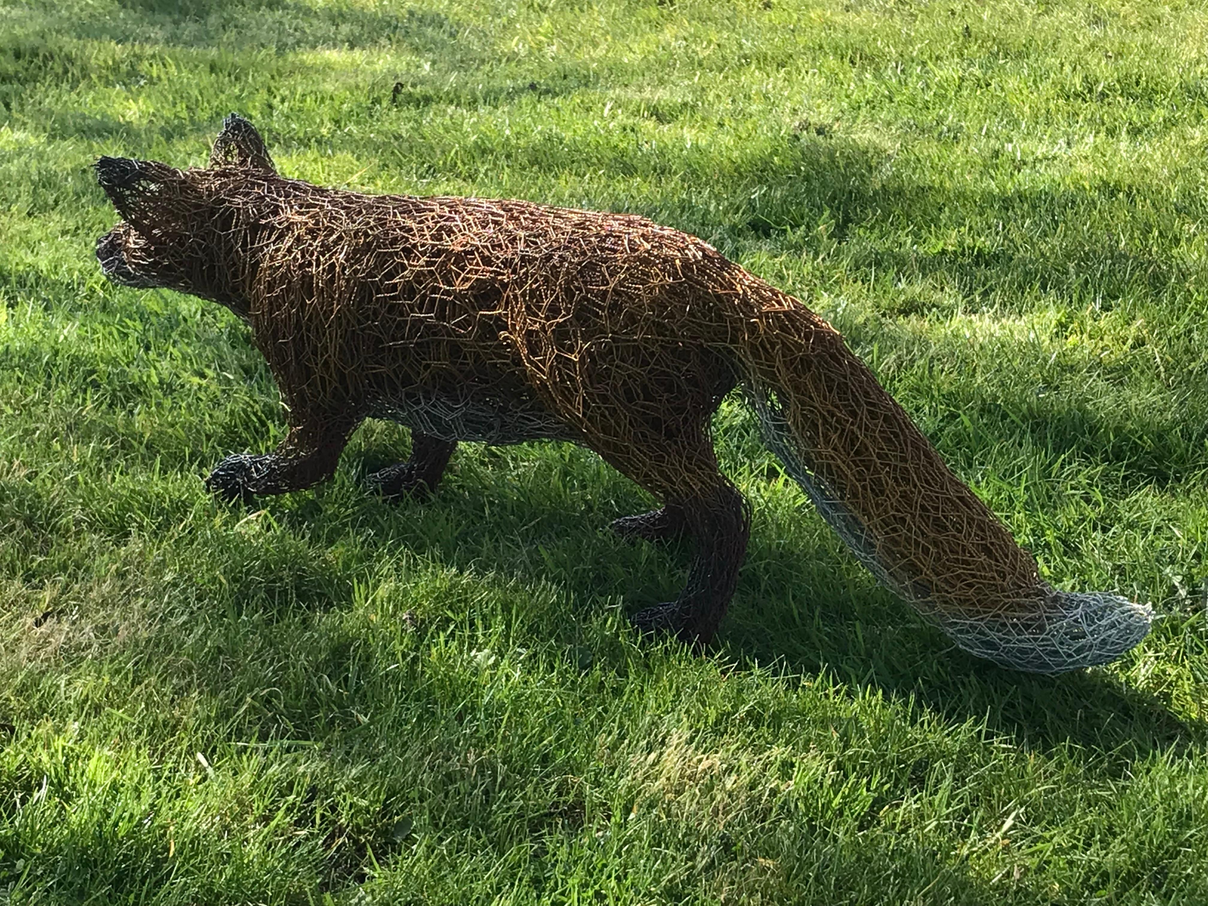 Fox Sculpture Wirework Garden `Ornament For Sale 3