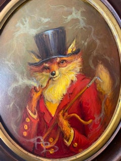 Fox Smoking Pipe, Anthony Barham Oil Painting, 2020
