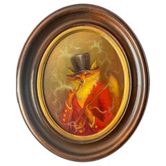 Fox Smoking Pipe, Anthony Barham Oil Painting, 2020