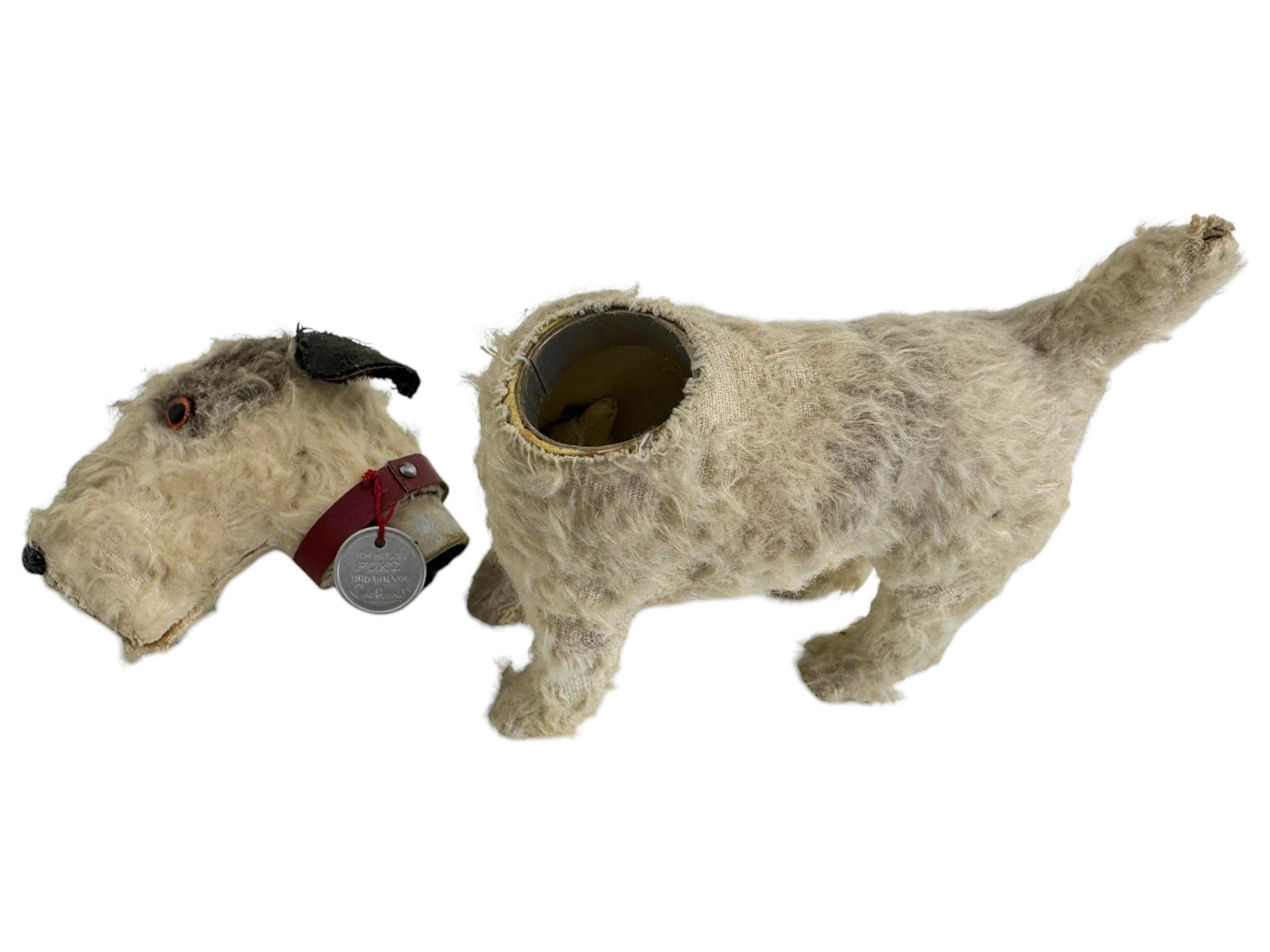Fox Terrier Mohair Composition Candy Container by Suchard Company, German, 1930s For Sale 5