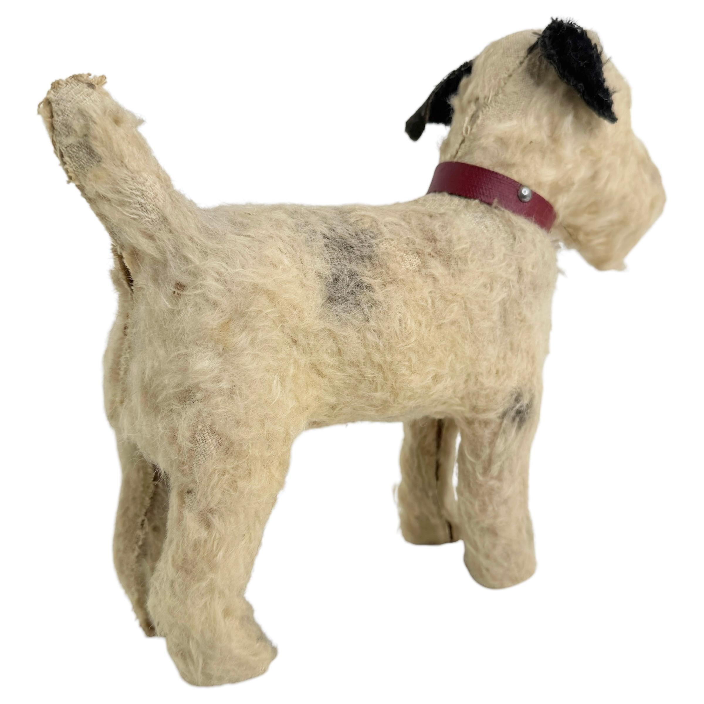 Fox Terrier Mohair Composition Candy Container by Suchard Company, German, 1930s In Good Condition For Sale In Nuernberg, DE