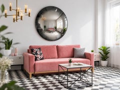 Miroir mural convexe avec cadre patiné, 100 cm