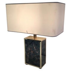 Foxed Glasses and Gild Metal Lamp in the Style of Aldo Tura, circa 1970