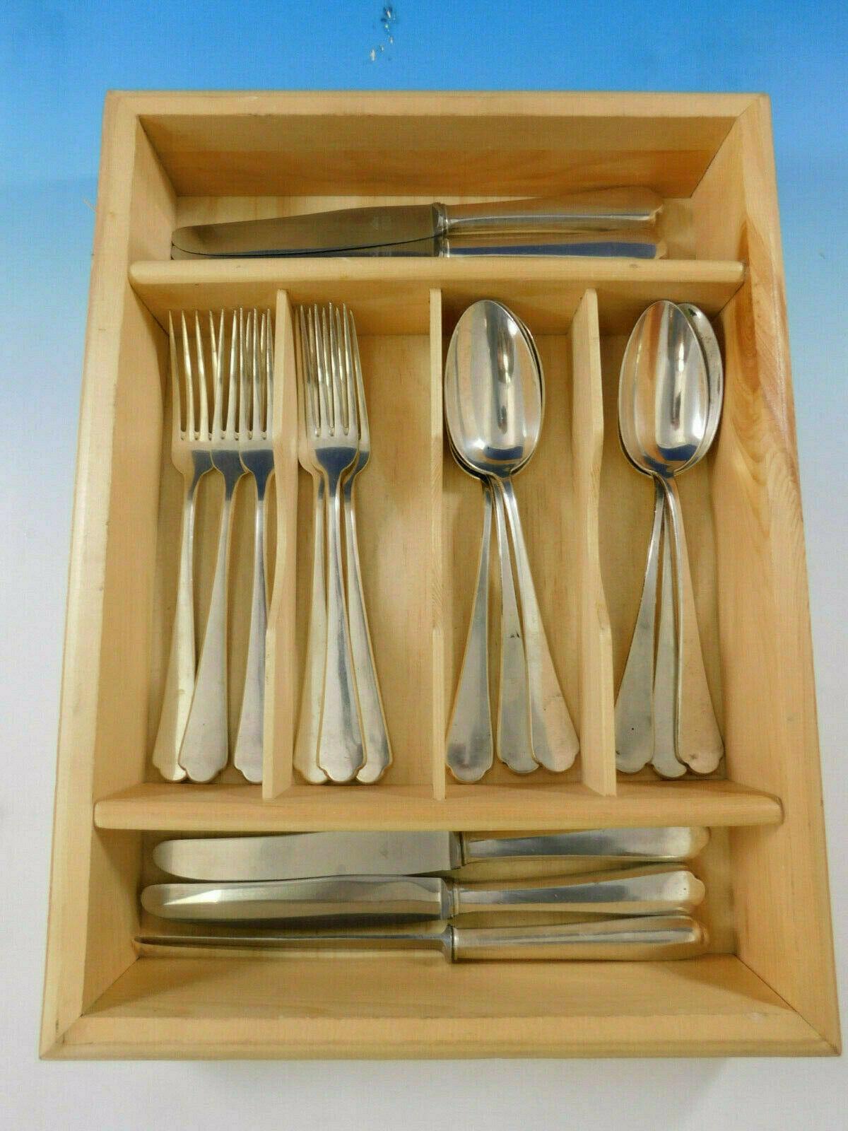  Foxhead Hungarian 800 Silver Flatware Set Service 18 Pieces Dinner Size In Excellent Condition For Sale In Big Bend, WI