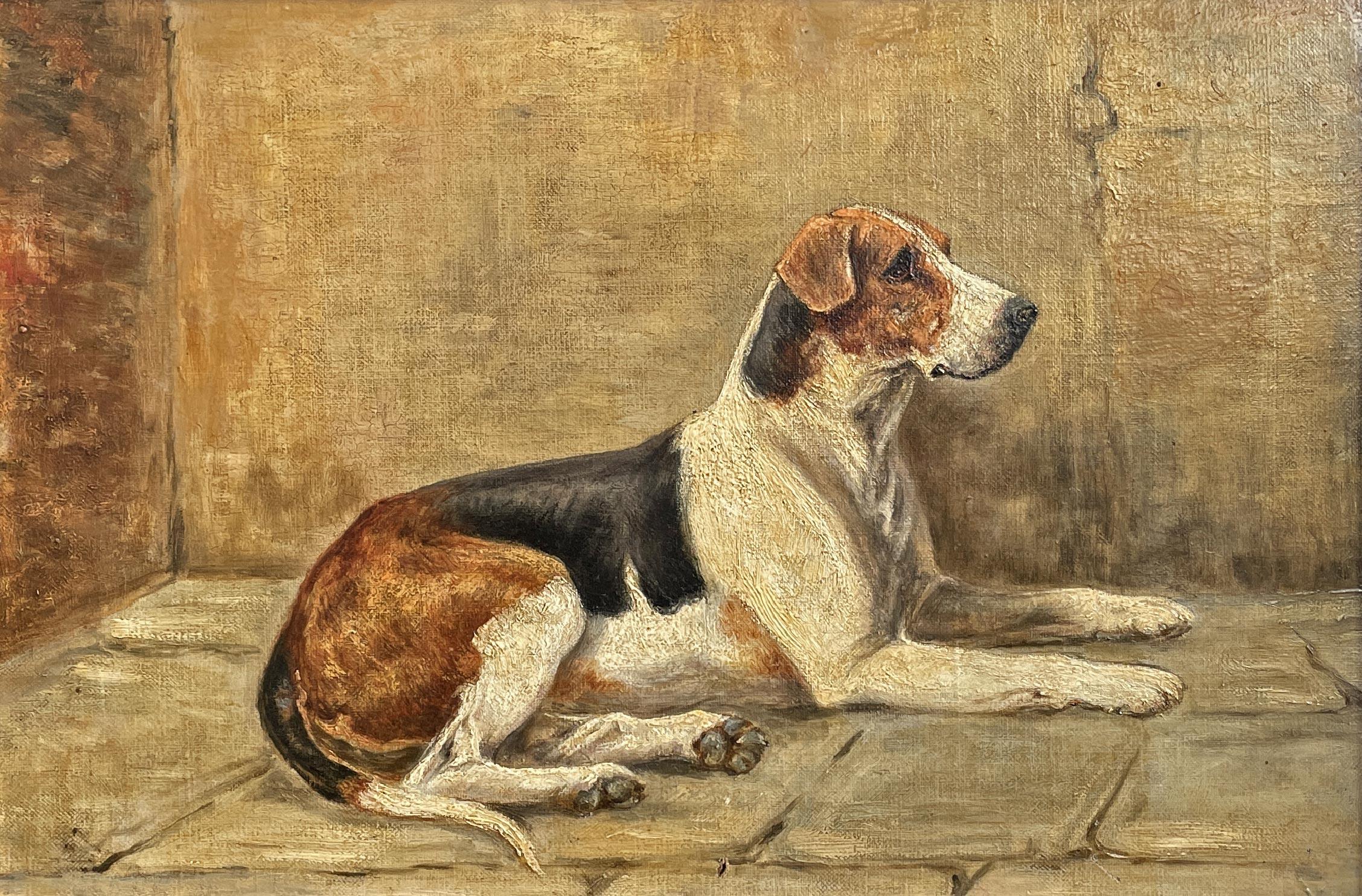 Foxhound Hund, Gemälde Öl auf Leinwand  (Englisch) im Angebot