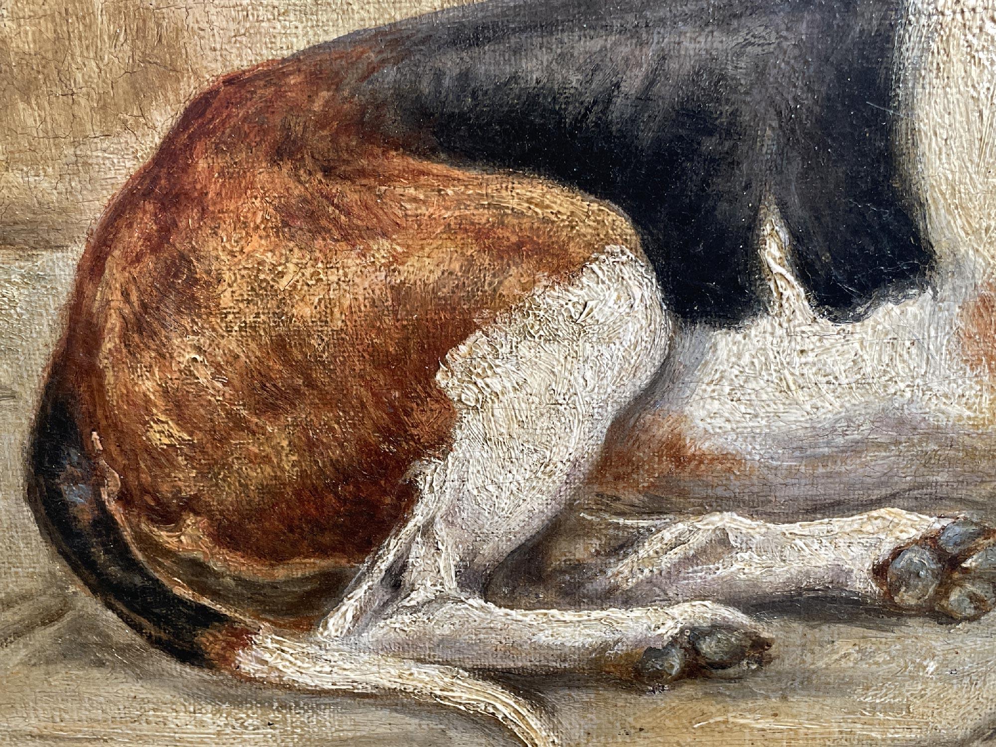 Foxhound Hund, Gemälde Öl auf Leinwand  (Spätes 19. Jahrhundert) im Angebot