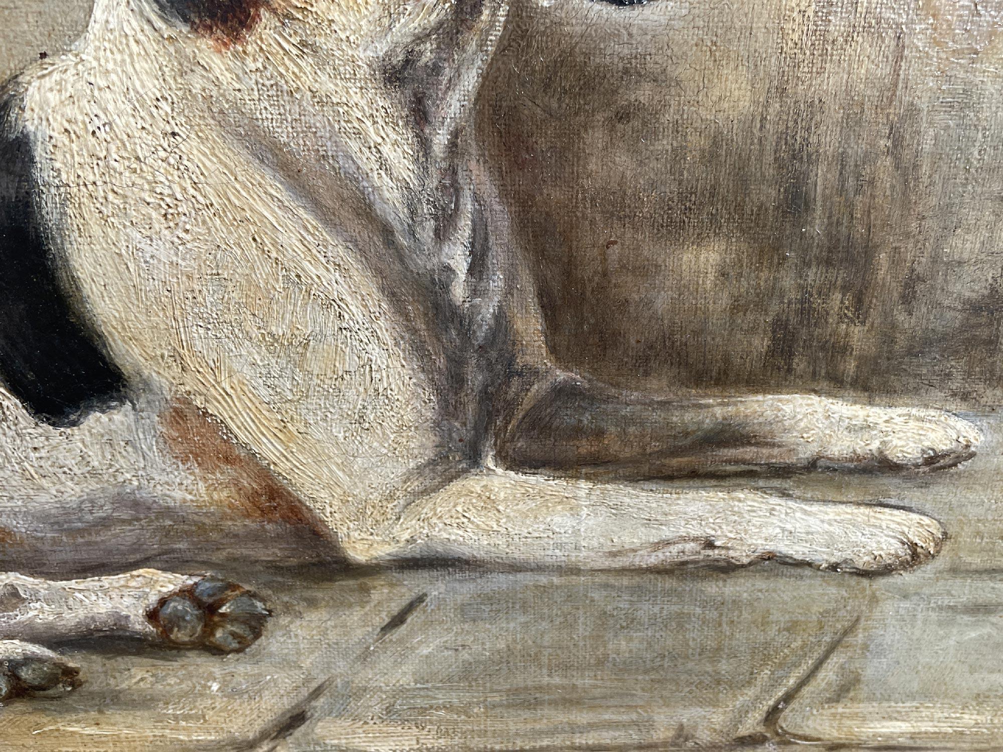 Late 19th Century Foxhound Dog Painting Oil on Canvas  For Sale