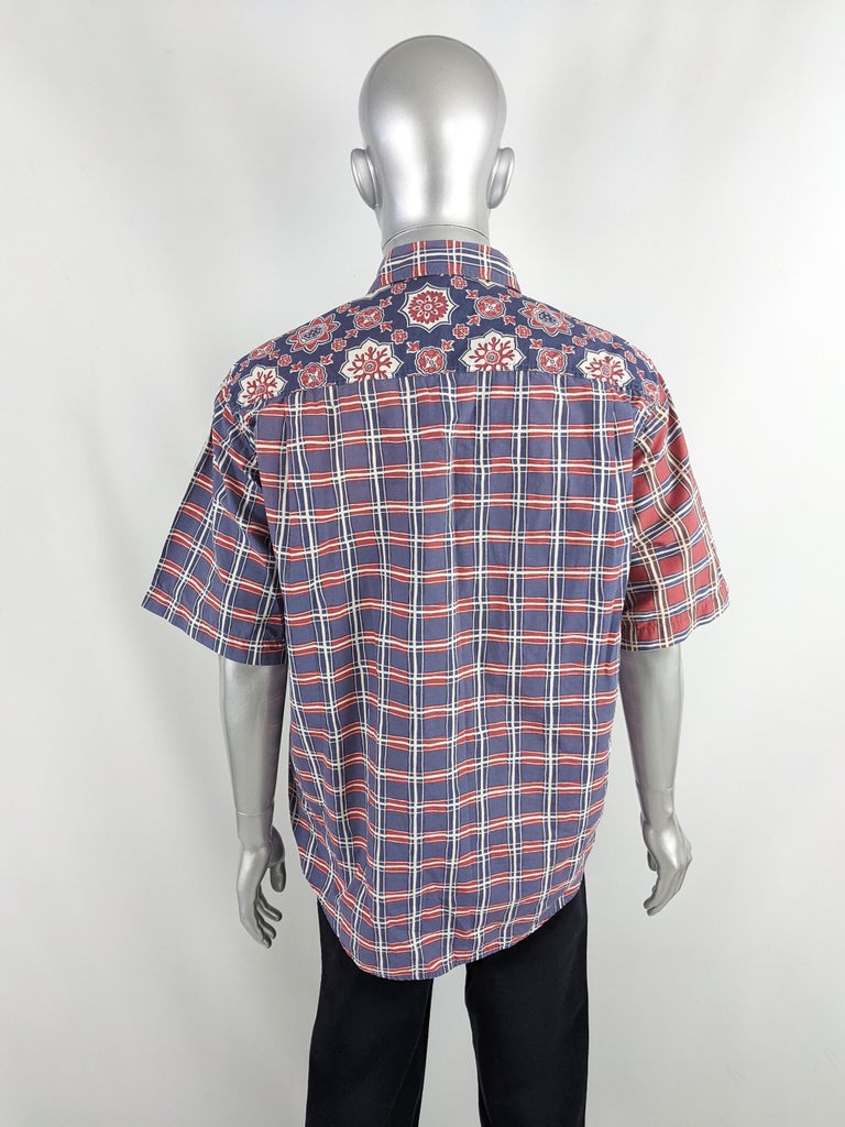 Foxhound Vintage 80s Mens Checked Short Sleeve Italian Shirt, 1980s For ...
