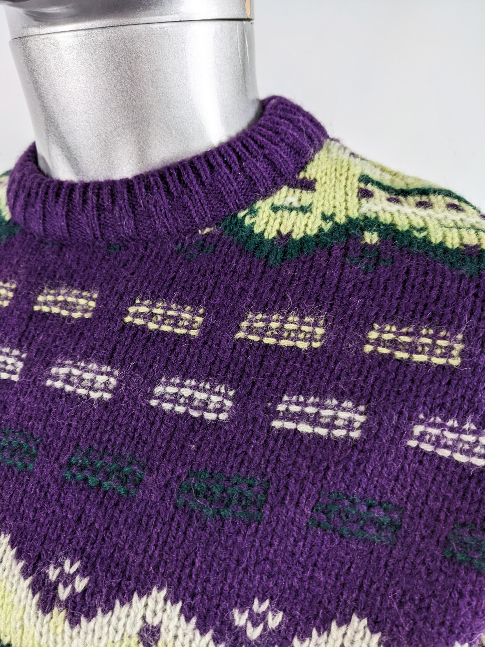 Men's Foxhound Vintage Mens 1980s Italian Purple Knit Sweater For Sale
