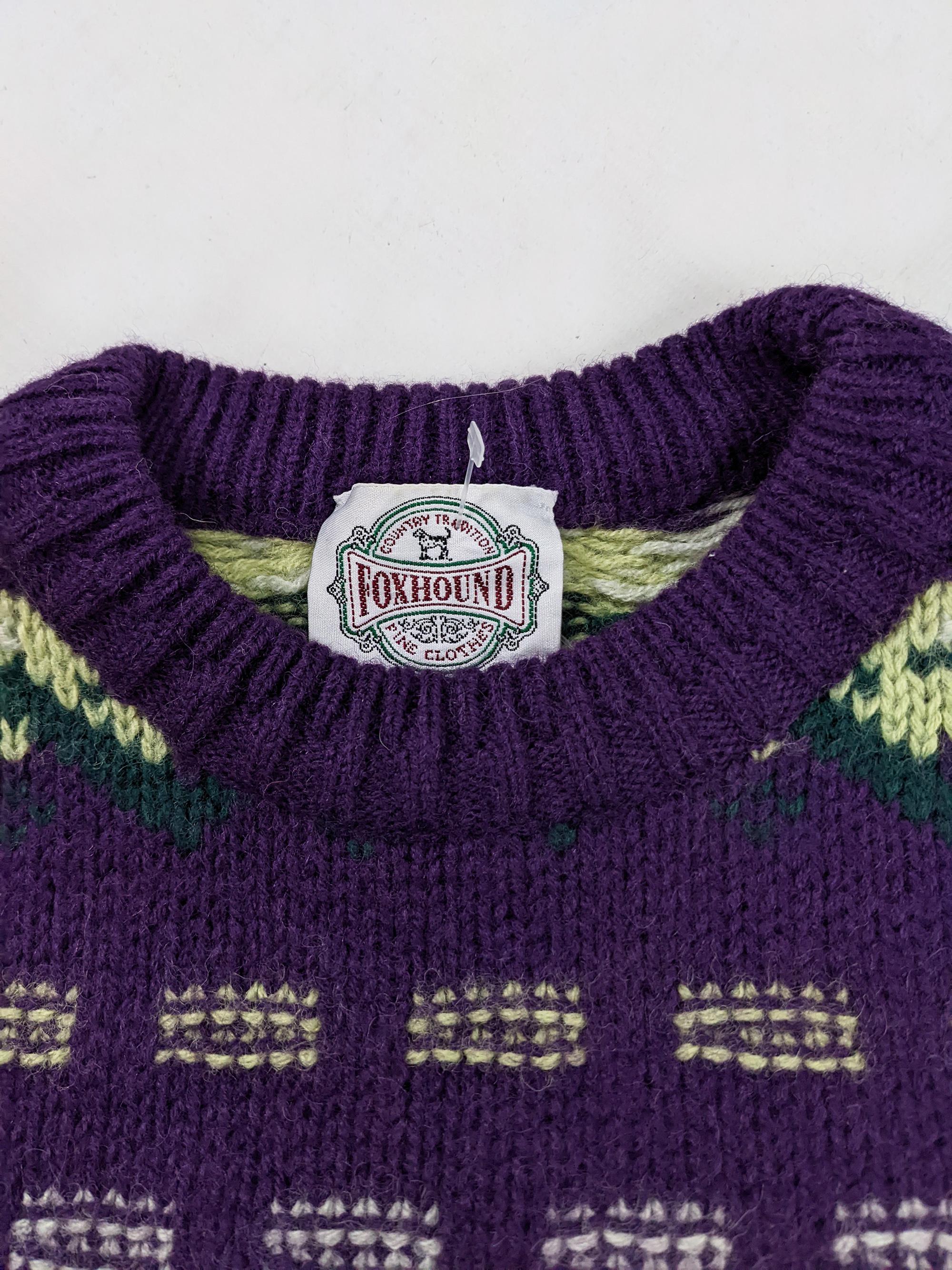 Foxhound Vintage Mens 1980s Italian Purple Knit Sweater For Sale 3