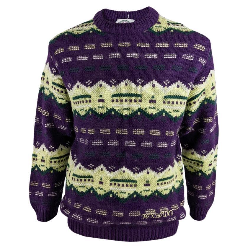 Foxhound Vintage Mens 1980s Italian Purple Knit Sweater For Sale