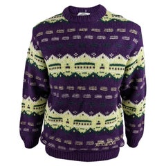 Foxhound Vintage Mens 1980s Italian Purple Knit Sweater