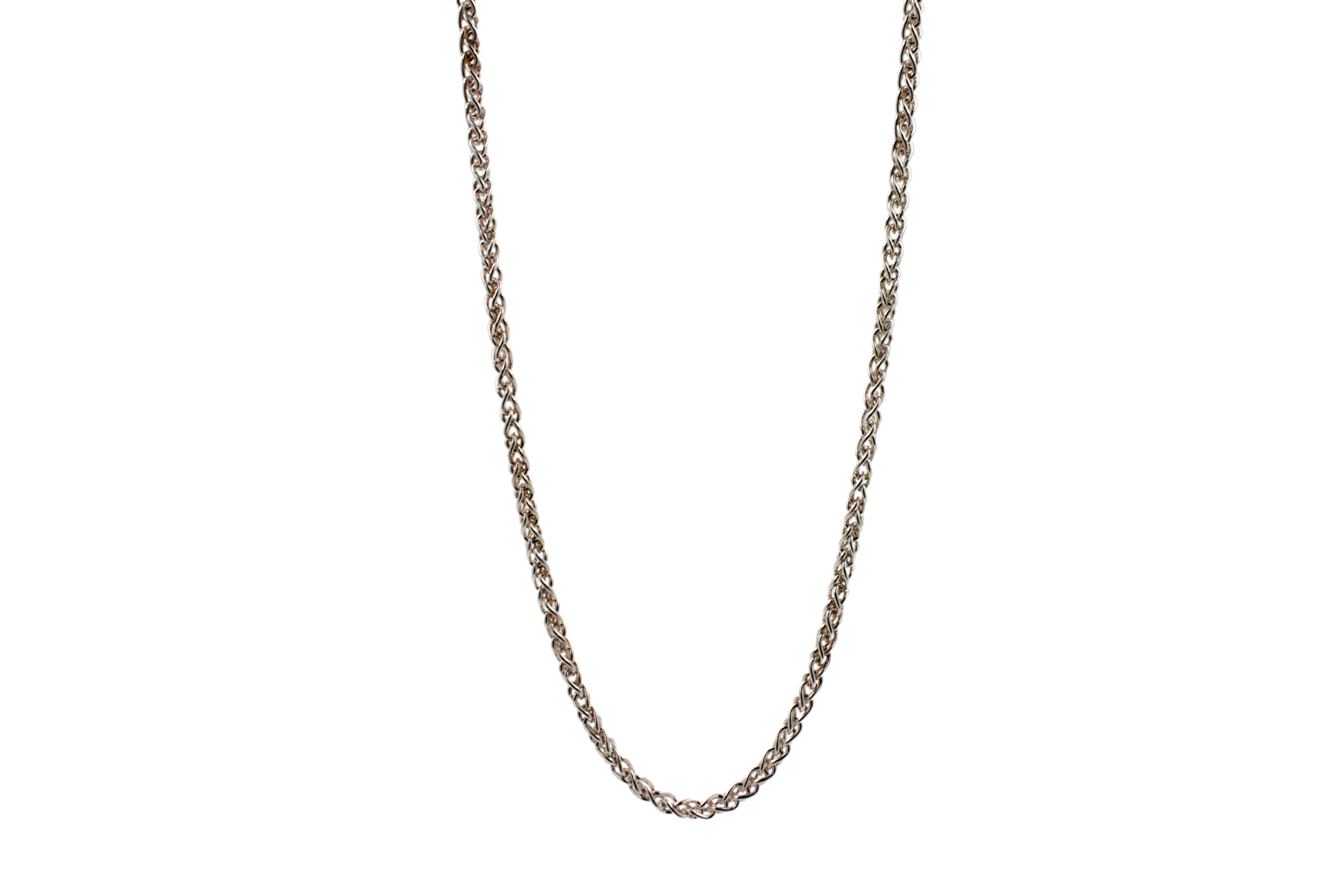 Foxtail Link Fancy Link 925 Sterling Silver Chain Necklace
•	24 inches length
•	11.20 grams 
•	2.3mm width 
•       Solid Sterling Silver 925
•	White Rhodium Plate Finish



