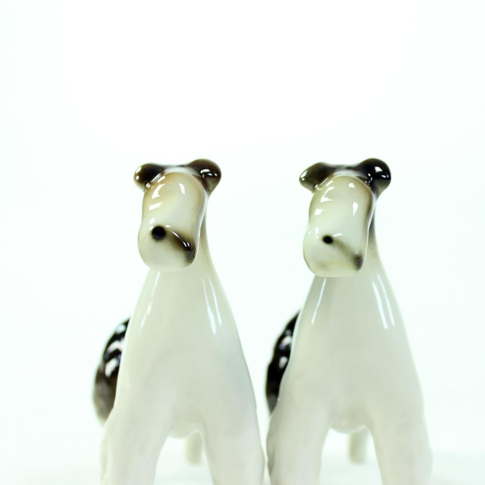 Foxterriers, Set Of Two Dog Sculptures, Royal Dux, Circa 1960 7