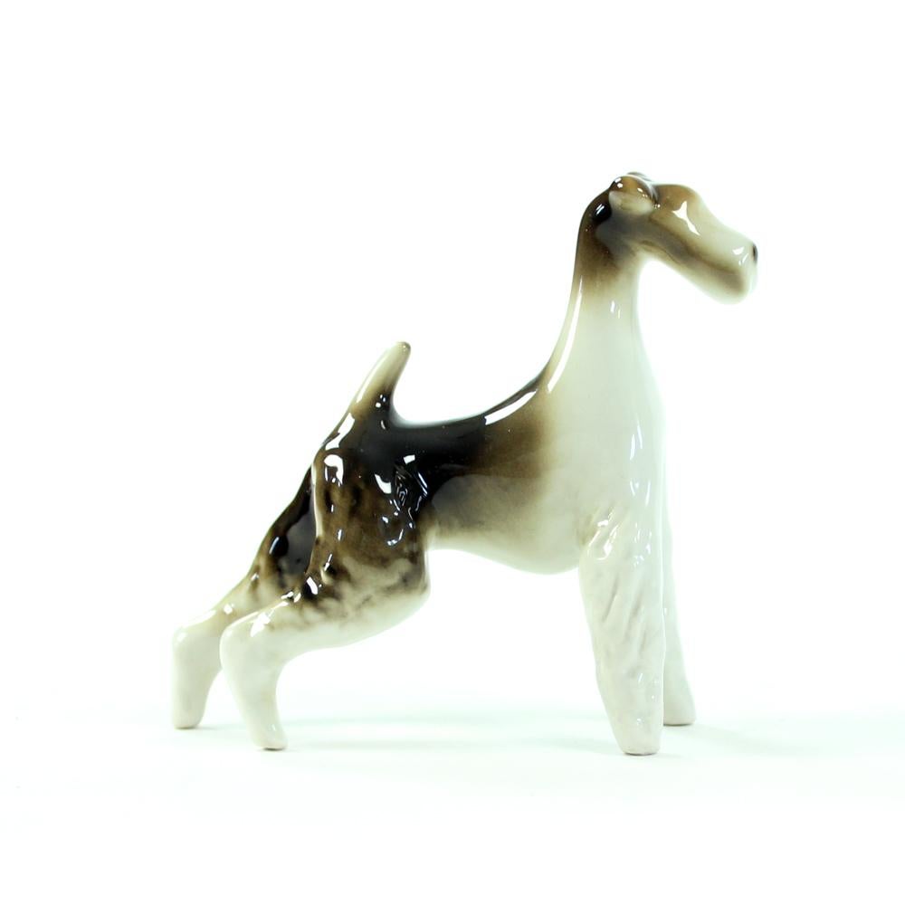 Mid-20th Century Foxterriers, Set Of Two Dog Sculptures, Royal Dux, Circa 1960