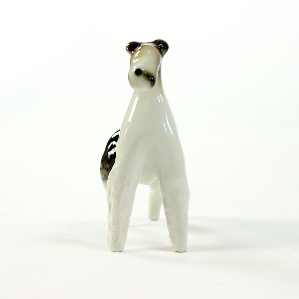 Porcelain Foxterriers, Set Of Two Dog Sculptures, Royal Dux, Circa 1960