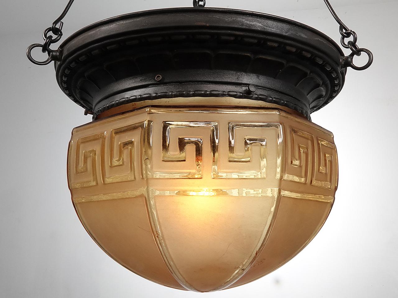 Lámpara de Recibidor - Pantalla Octogonal Llave Griega Ámbar Victoriano en venta