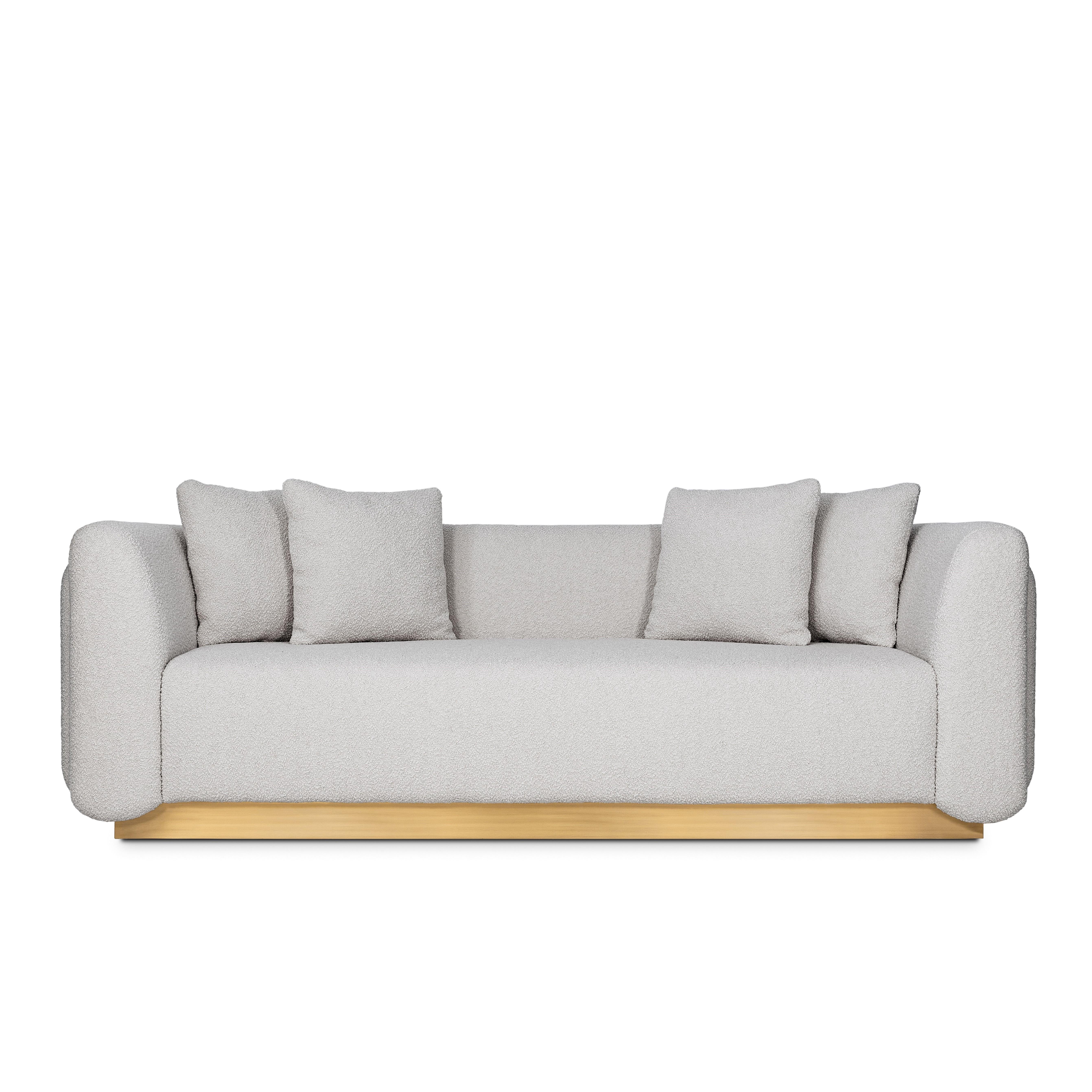 Modern Foz 3 Seat Sofa, Bouclé & Brass, InsidherLand by Joana Santos Barbosa For Sale