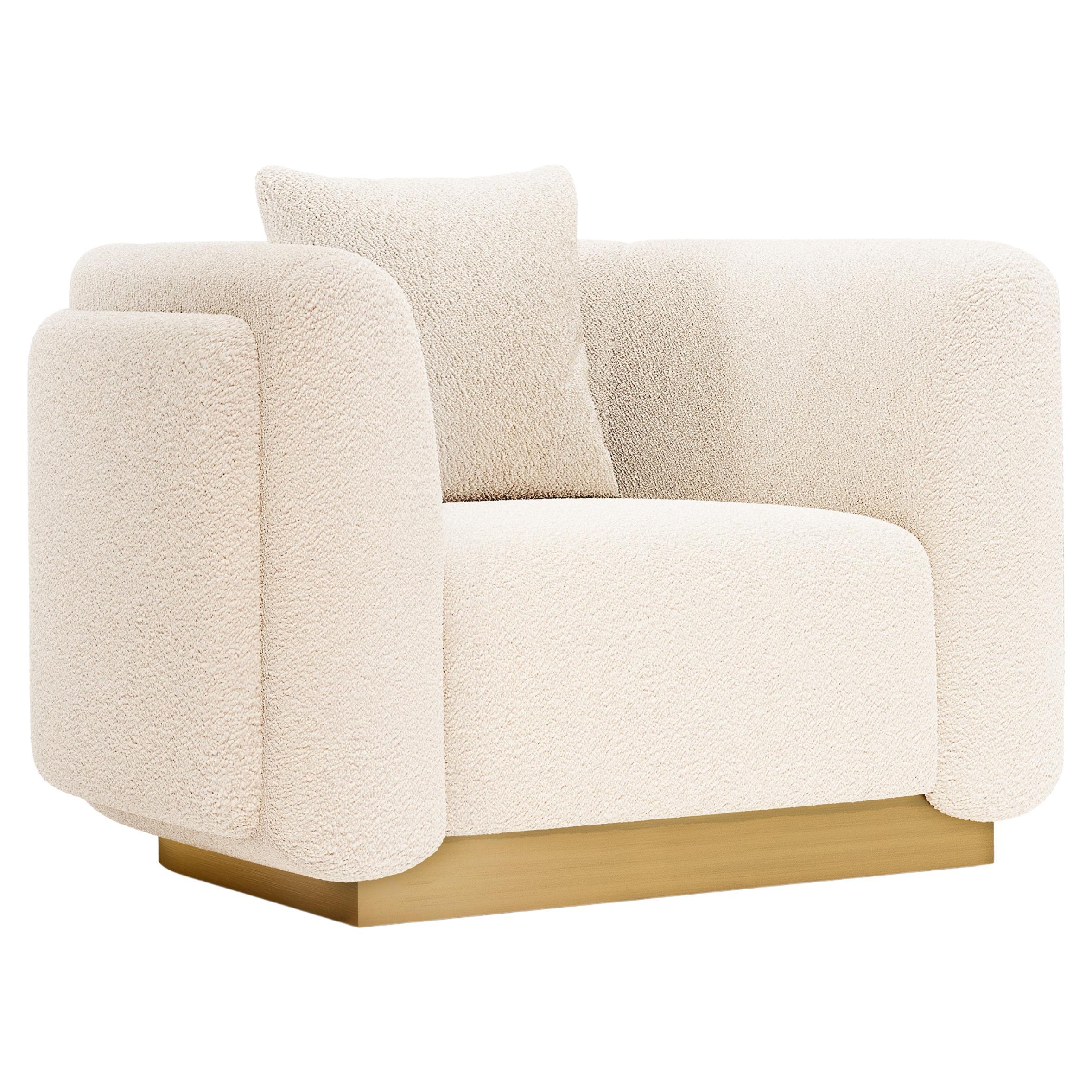 Foz Armchair, Bouclé & Brass, Insidherland by Joana Santos Barbosa For Sale