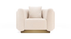 Fauteuil Foz, bouclé et laiton bronzé, InsidherLand par Joana Santos Barbosa