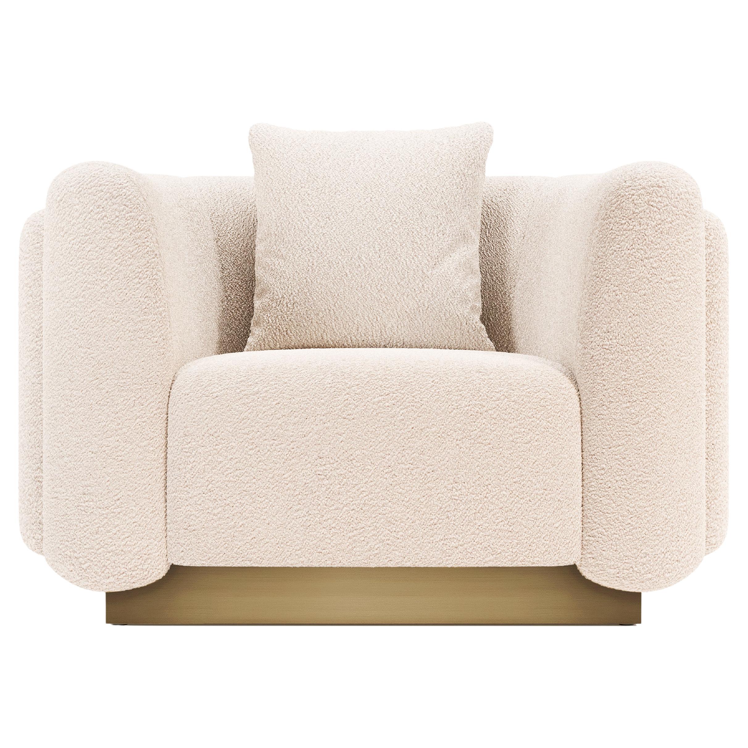 Foz Armchair, Bouclé & Bronzed Brass, Insidherland by Joana Santos Barbosa
