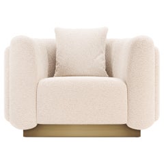 Fauteuil Foz, bouclé et laiton bronzé, InsidherLand par Joana Santos Barbosa
